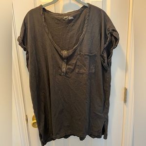 Aerie oversized Henley tee - grey size L